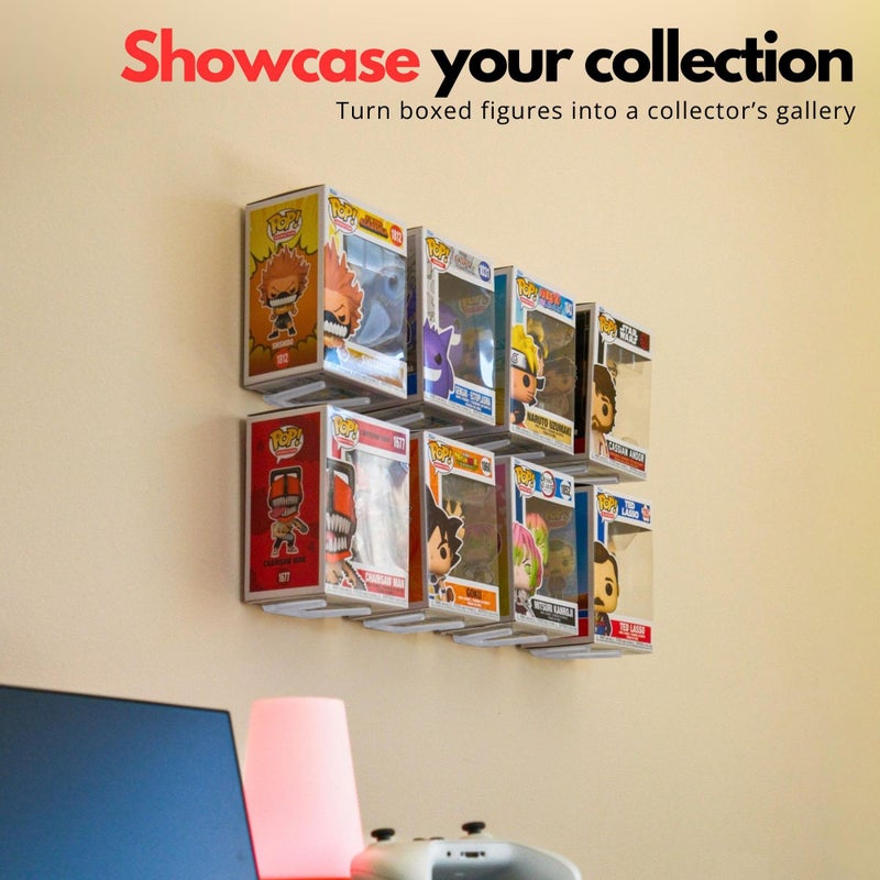 Modern JP Adhesive Display Shelf for Funko Pop Boxes (16-Pack) â€“ Clean Mount for Funko Pop Display â€“ Easy Adhesive Install â€“ Box-Safe, No-Drill Setup â€“ White - Image 2