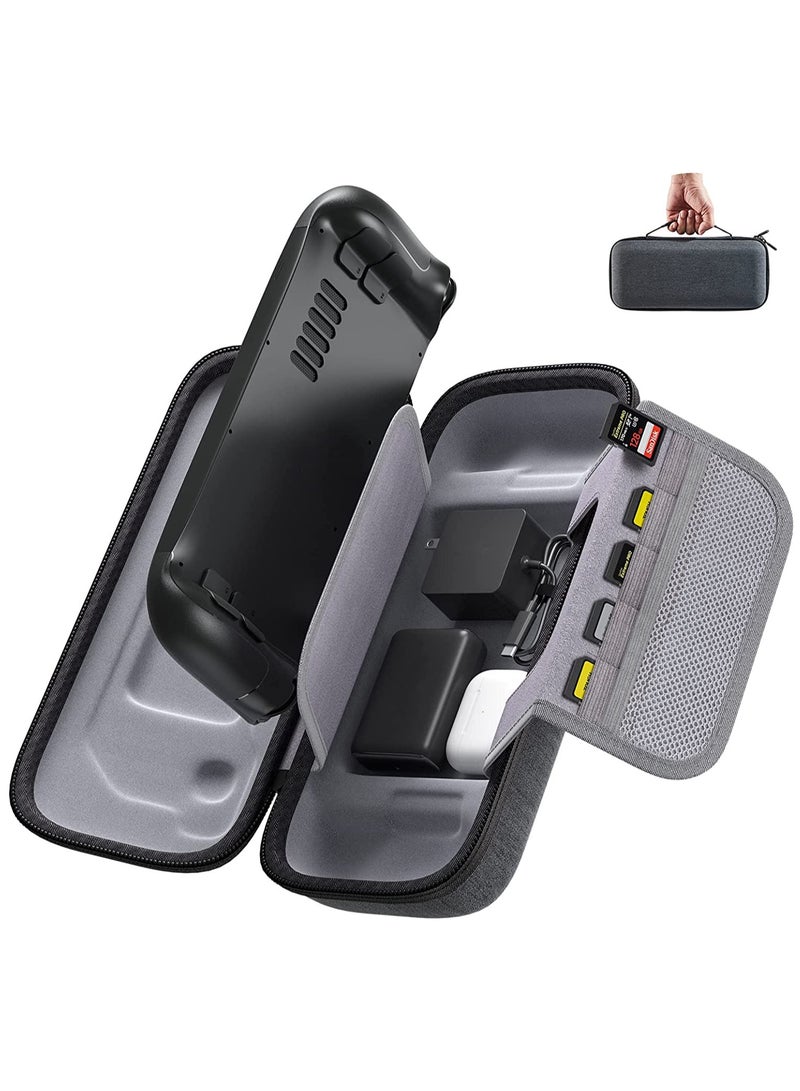 Zikra Carrying Case Compatible with Steam Deck, Protective Hard Shell Carry Case Built-in AC Adapter Charger Storage, Portable Travel Carrying Case Pouch for Steam Deck Console & Accessories - Image 1