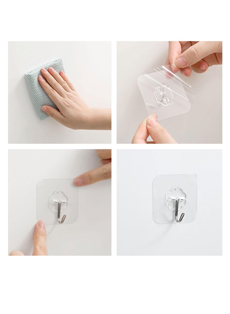 ECVV 20Pcs Adhesive Hooks, Heavy-Duty Transparent Wall Hooks - 8kg Max, Modern Style, Perfect for Home Decor & Multi-Surface Application - Image 5