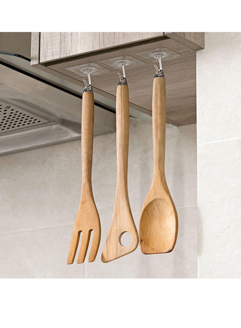 ECVV 20Pcs Adhesive Hooks, Heavy-Duty Transparent Wall Hooks - 8kg Max, Modern Style, Perfect for Home Decor & Multi-Surface Application - Image 4