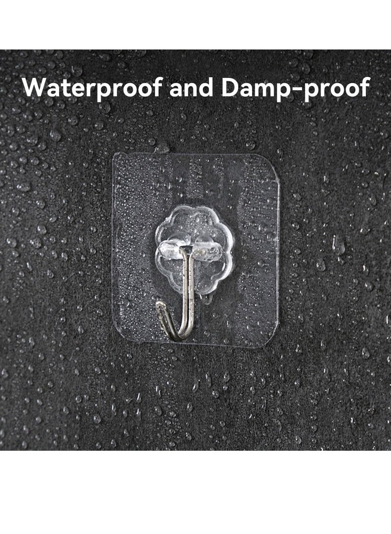 ECVV 20Pcs Adhesive Hooks, Heavy-Duty Transparent Wall Hooks - 8kg Max, Modern Style, Perfect for Home Decor & Multi-Surface Application - Image 3