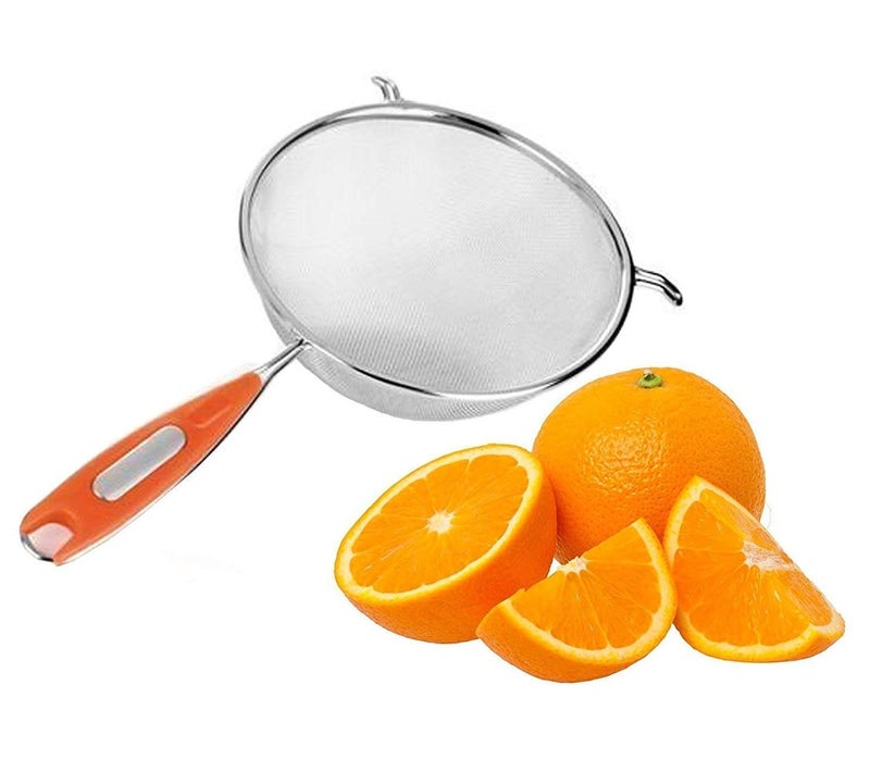 GALV Multipurpose Juice Soup Strainer Stainless Steel Kitchen Tool with Red Handle Best for Kitchen Tea Rice Juice MultiPurpose Strainer Manual Juice Filter1 pcsSilverRed Color 18 cm - Image 4