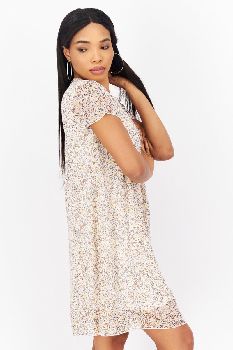 Zero Women Floral Printed Mini Dress, Multicolor - Image 3