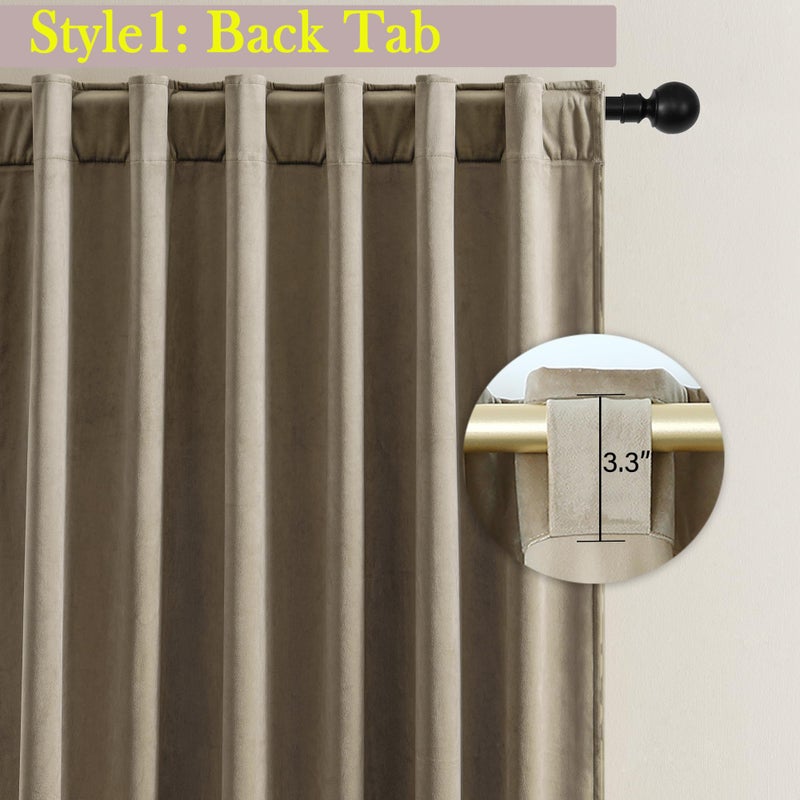 Timeper Taupe Velvet Curtains 90 Inches 2 Panels  Light Blocking Curtains For Bedroom Living Room Thermal Insulated Luxury Super Soft Window Drapes Back Tab & Rod Pocket W52 X L90 Inches - Image 2
