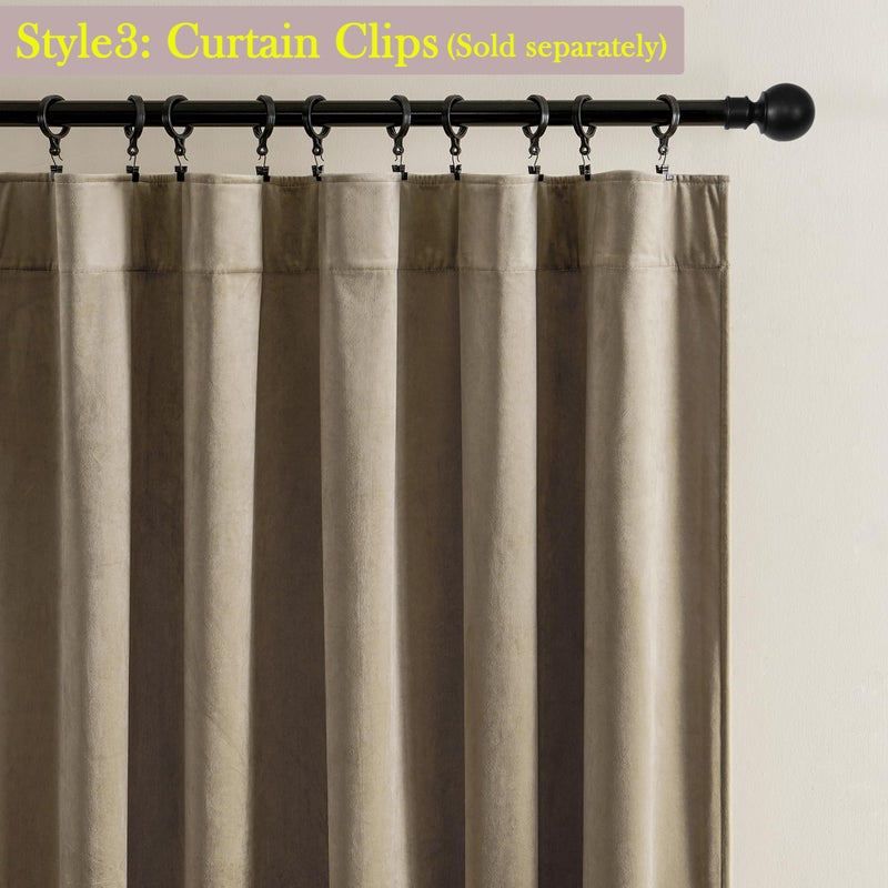 Timeper Taupe Velvet Curtains 90 Inches 2 Panels  Light Blocking Curtains For Bedroom Living Room Thermal Insulated Luxury Super Soft Window Drapes Back Tab & Rod Pocket W52 X L90 Inches - Image 4