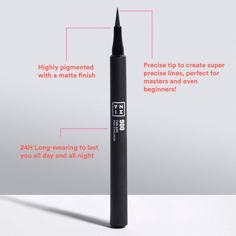 3INA The 24H Pen Eyeliner â€“ Black Liquid Eyeliner with Precise Tip â€“ Waterproof Eye Makeup â€“ 24 Hour Long Wear and Non-Shine Finish - 900-0.04 oz - Image 3