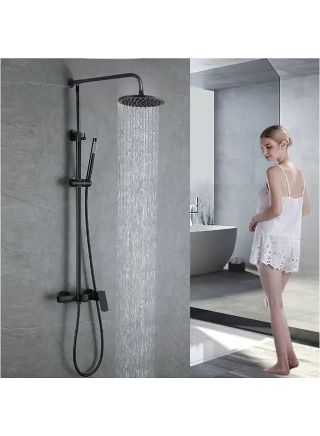 Matte Black 15 Inch Adjustable Shower Arm With Brass Holder And Hardware - Image 2
