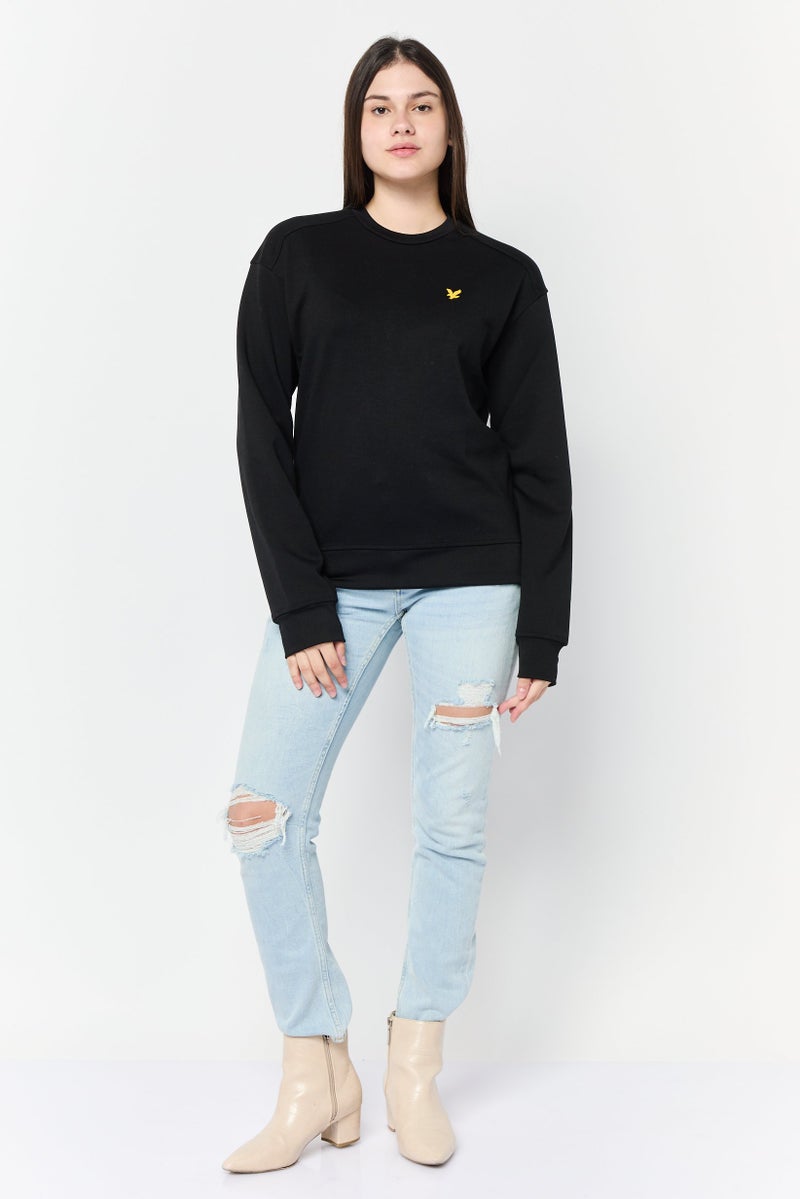 Lyle & Scott Women Crew Neck Brand Logo Long Sleeve Sweatshirts, Black - Image 2