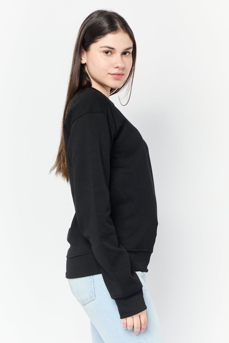Lyle & Scott Women Crew Neck Brand Logo Long Sleeve Sweatshirts, Black - Image 3