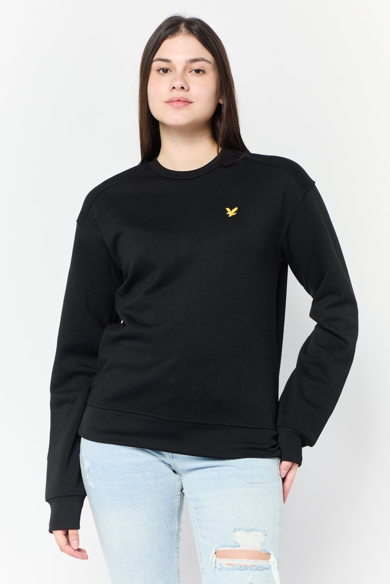 Lyle & Scott Women Crew Neck Brand Logo Long Sleeve Sweatshirts, Black - Image 1