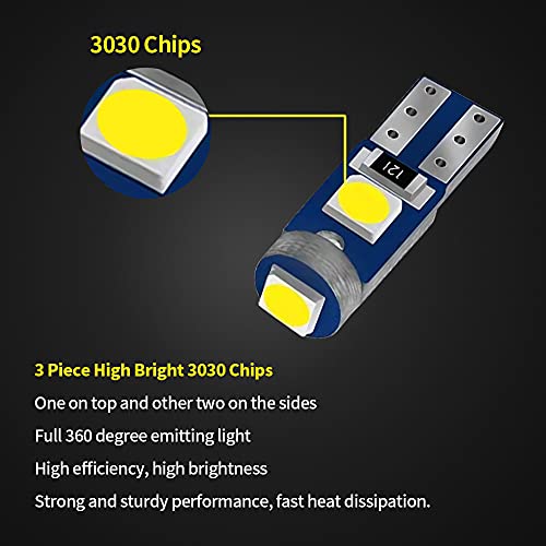AUXLIGHT 20 Piece T5 LED Bulbs Dashboard Lights 3030 Chipsets 74 37 27 17 2721 Replacements for Interior Dome Door Instrument Panel Cluster Light, 6000K White - Image 4