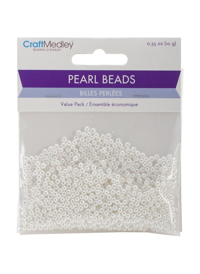 Multicraft Imports - Craft Medley 850 Piece Acrylic Pearl Beads 3Mm Sleek White - Image 1