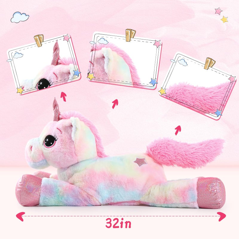 Tezituor 32in Giant Unicorn Plush ToysCute Rainbow Pink Unicorn Stuffed AnimalsUnicorn Birthday Decorations for GirlsBig Unicorns Gifts for Children - Image 3