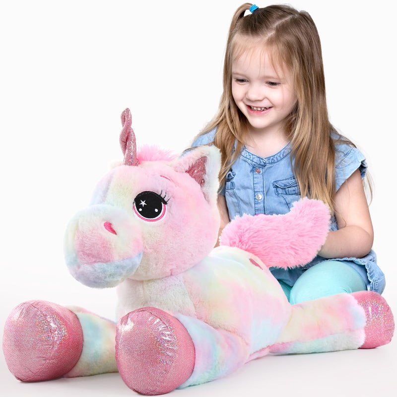 Tezituor 32in Giant Unicorn Plush ToysCute Rainbow Pink Unicorn Stuffed AnimalsUnicorn Birthday Decorations for GirlsBig Unicorns Gifts for Children - Image 2