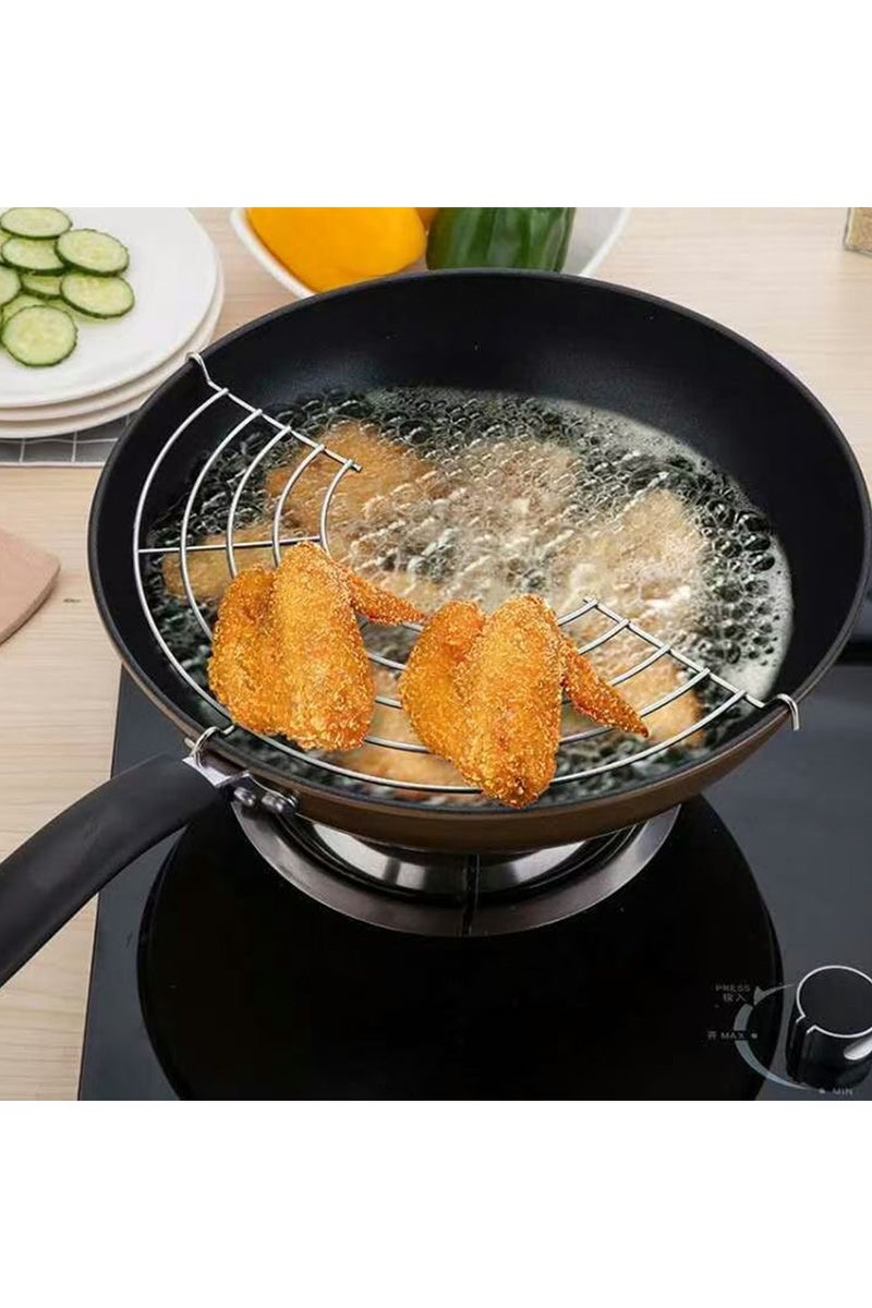 Stainless Steel Semi-circle Fried Strainers Cooling Racks Shelves for Kitchen 28cm - Image 1