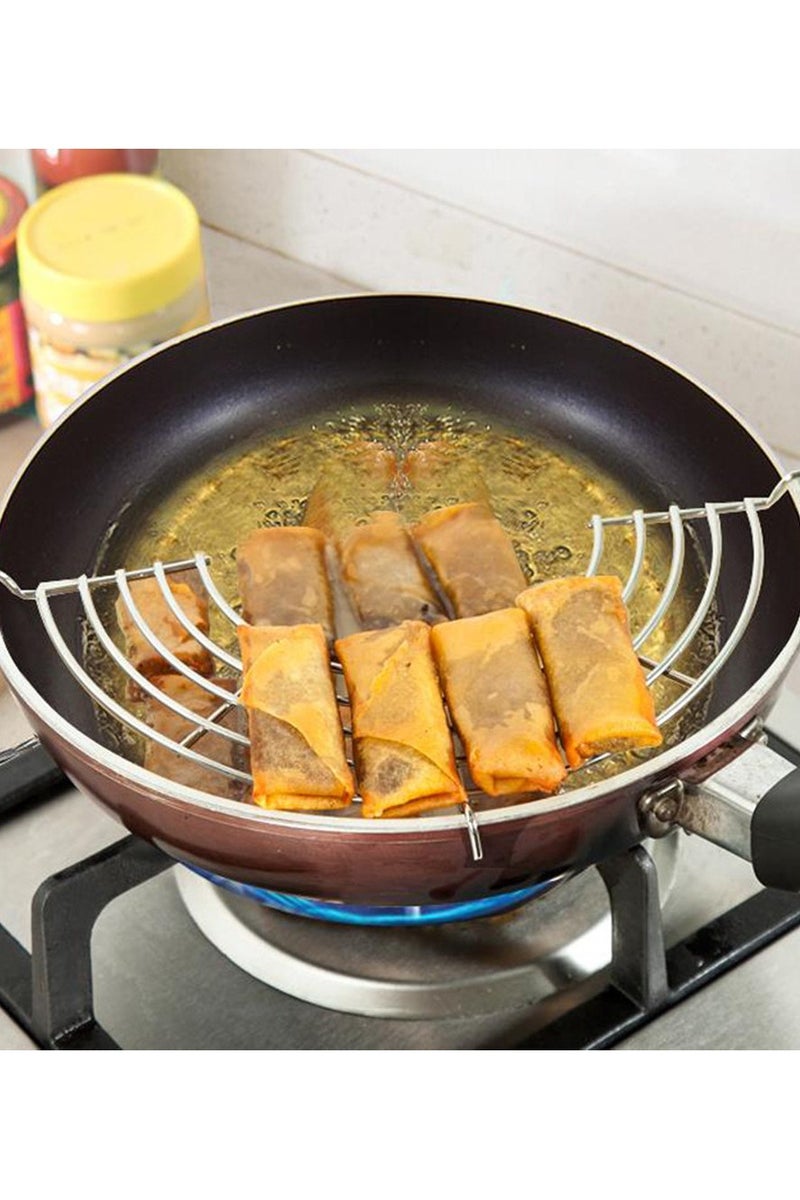 Stainless Steel Semi-circle Fried Strainers Cooling Racks Shelves for Kitchen 28cm - Image 5