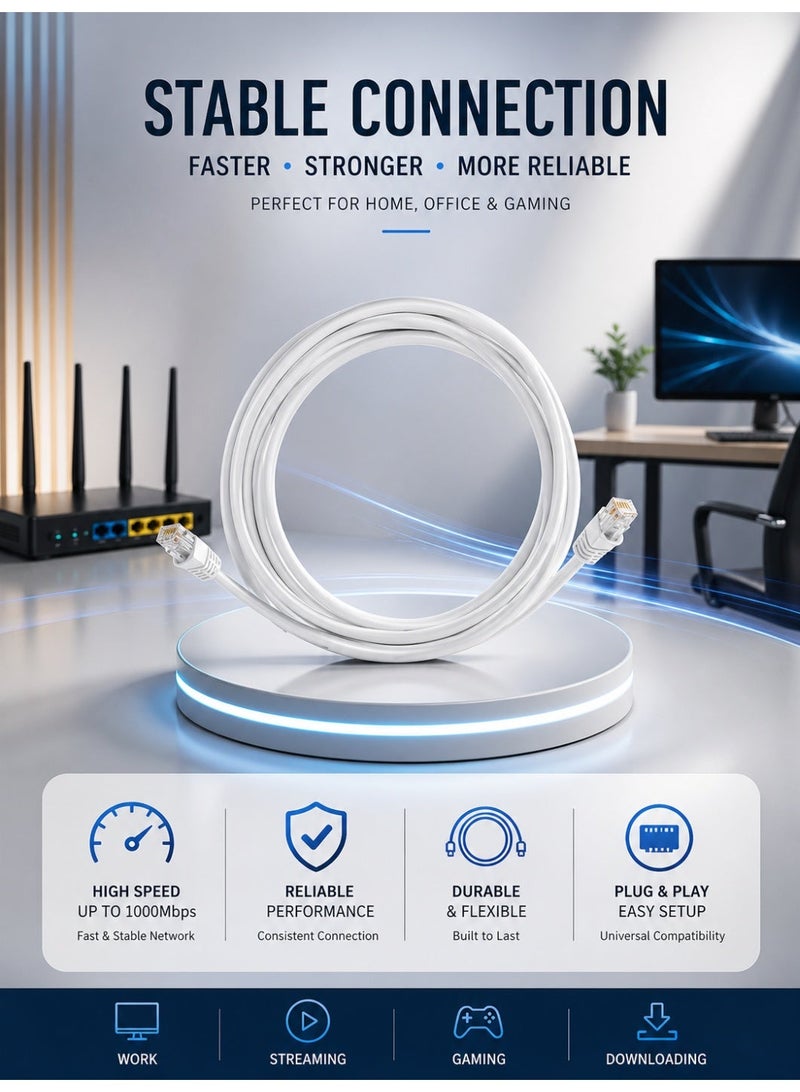 Premium CAT6 Ethernet Cable – High-Speed Gigabit LAN Network Cable RJ45 for Router, PC, Gaming & Modem (Multiple Sizes) - Image 5