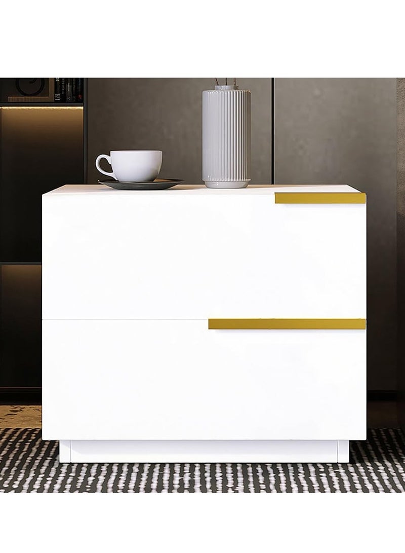 Generic Modern Bedside Table Bedside Cabinet Nightstand with 2 Drawers and Spacious Countertop for Bed Side Sofa Bedroom Living Room（White 50×42×60CM）  - Image 1