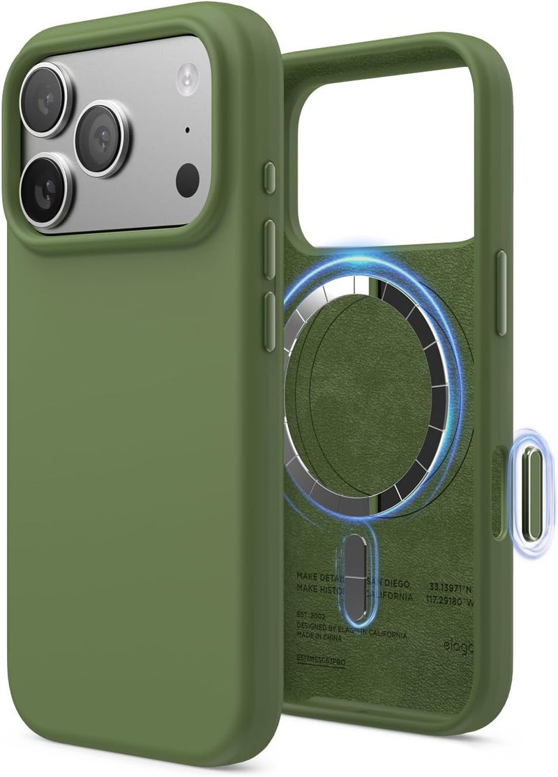 Elago Magnetic Liquid Silicone for iPhone 17 Pro | iPhone 18 Pro case cover Compatible with MagSafe - Cedar Green - Image 1