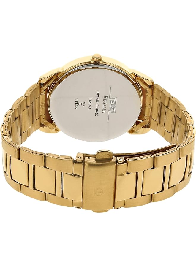 تيتان ساعة ريجاليا للرجال مقاومة للماء، مستعملة، معدنية، ذهبية، 1521Ym02 - Image 4