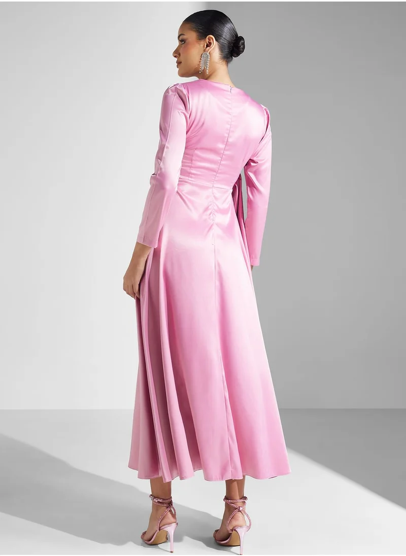 Khizana High Neck Front Tie Dress