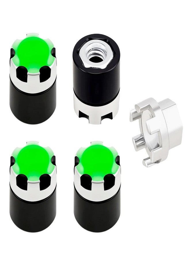 TCRC 4PCS Night Glow Color Fluorescent Green Aluminum M4 Nut Wheel Rim Center Cap Manual Locking Hubs for 1/10 RC Crawler Car Traxxas TRX4 Axial SCX10 D90 Tamiya MST Redcat - Image 1