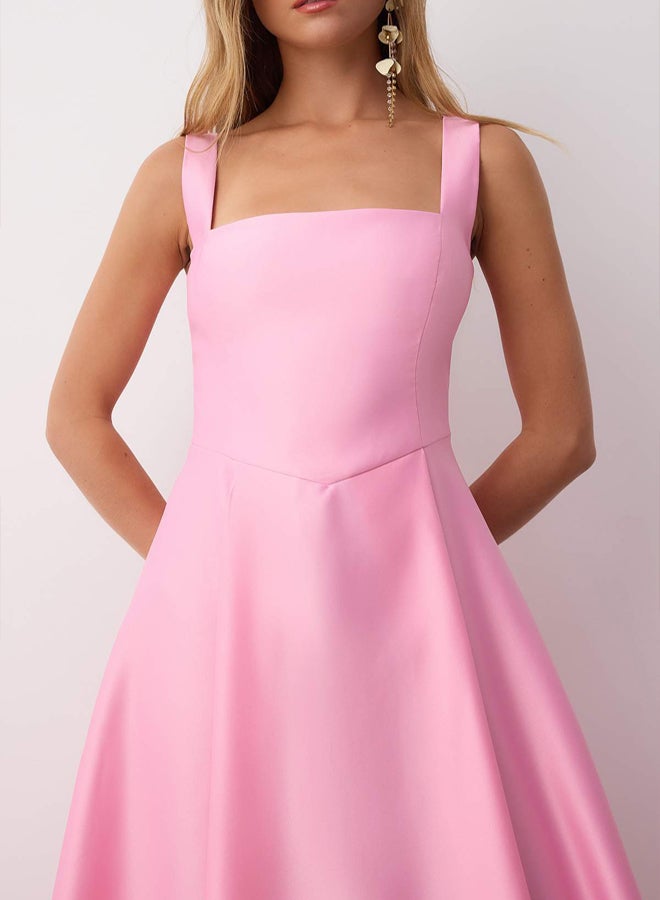 trendyol Light Pink ALine Satin Woven Stylish Evening Dress Night Homecoming Dress - Image 3