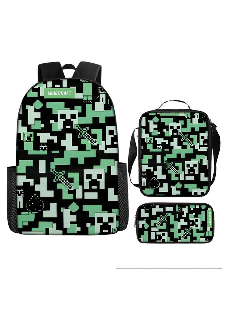 ماين كرافت حقيبة ظهر كرتونية للطلاب من ماي وورلد، مجموعة من ثلاث قطع 29*42*16 سم
