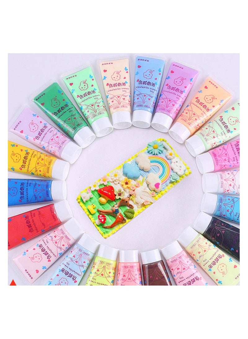 SYOSI 22 قطعة كريمة مخفوقة مزيفة (ألوان عشوائية) لاصق كريمة الديكور، الطين اللامع لتزيين المشاريع، مستلزمات الديكور لتزيين الهاتف، تزيين كريمة مزيفة للمرايا، حرف يدوية مصنوعة يدويًا - Image 1