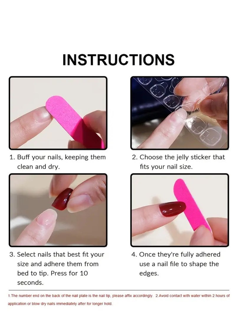 JOSQUEWNN Press On Nails,24pcs,Winter French Red Press-on Nail Set with Leopard Print and Cherry accents, Stylish and Personalized Nail Decals,Acrylic Nails With Glue Kit. - Image 4