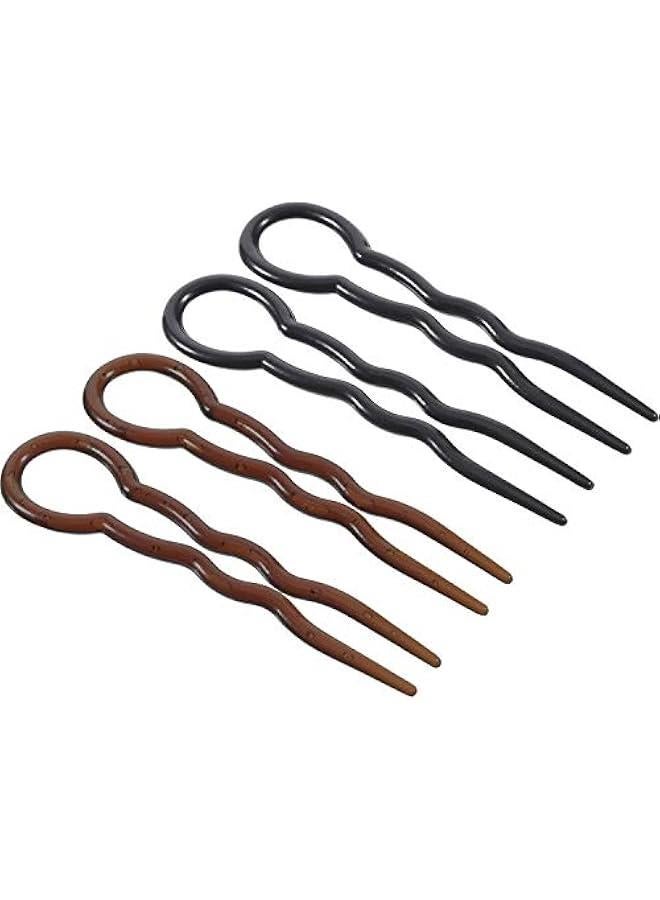 20 Pieces Grip Hair Pins for Thick Hair U Shaped Pin French Simple Fast Spiral Braid Twist Styling Clip Pin for Lady Women, Black and Brown - Image 1