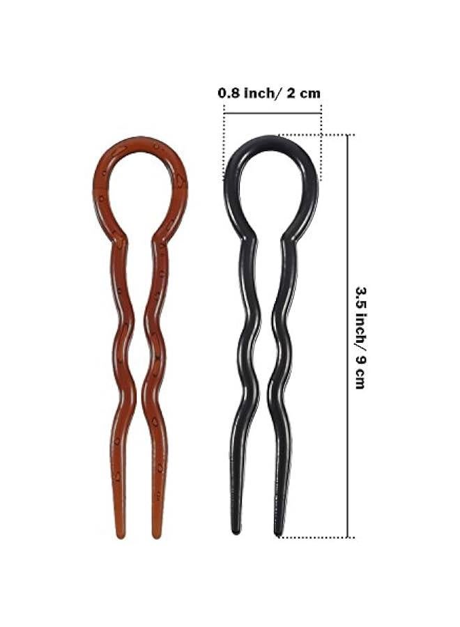 20 Pieces Grip Hair Pins for Thick Hair U Shaped Pin French Simple Fast Spiral Braid Twist Styling Clip Pin for Lady Women, Black and Brown - Image 2