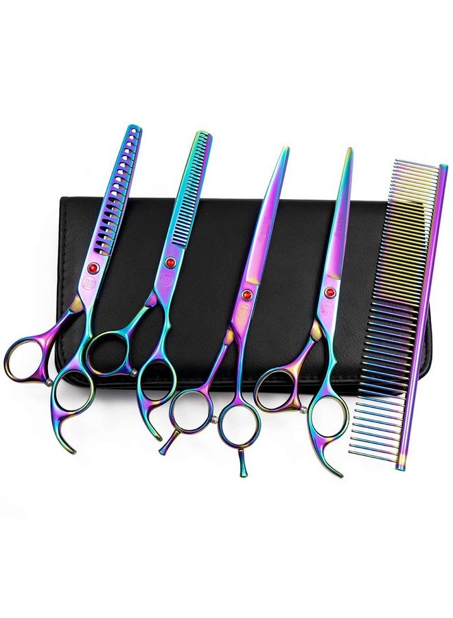 Moontay Professional Dog Grooming Scissors Set, 7 Inch/8 Inch Pet Grooming Scissors Chunkers Shears For Dog, Curved Dog Grooming Scissors, Thinning Shears For Dog With Grooming Comb - Image 1