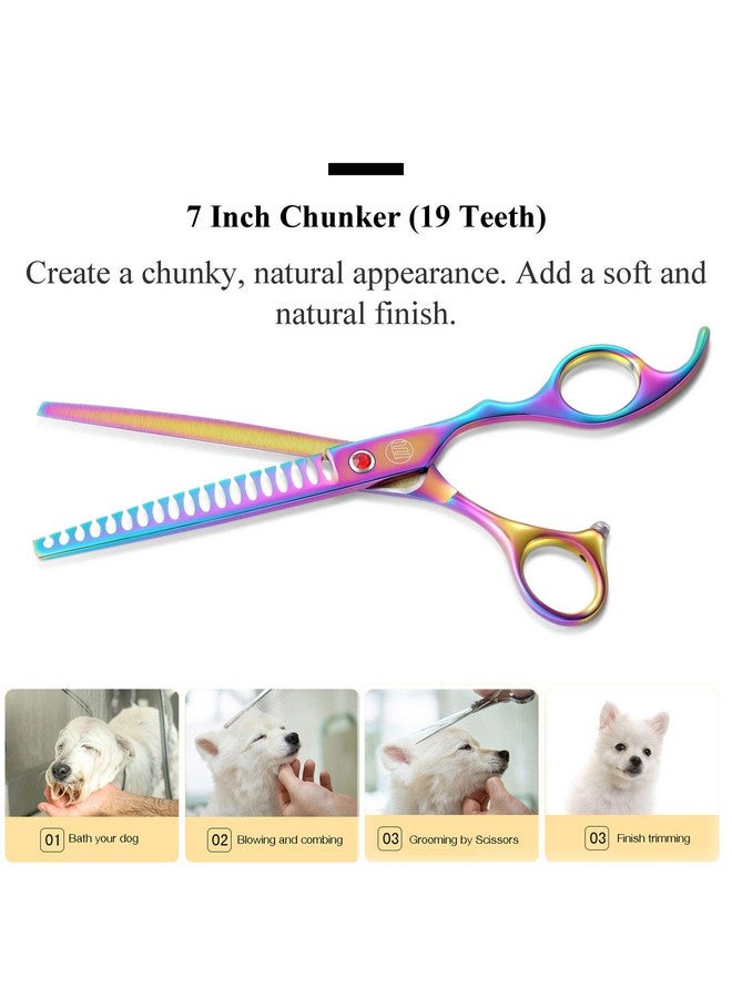 Moontay Professional Dog Grooming Scissors Set, 7 Inch/8 Inch Pet Grooming Scissors Chunkers Shears For Dog, Curved Dog Grooming Scissors, Thinning Shears For Dog With Grooming Comb - Image 3