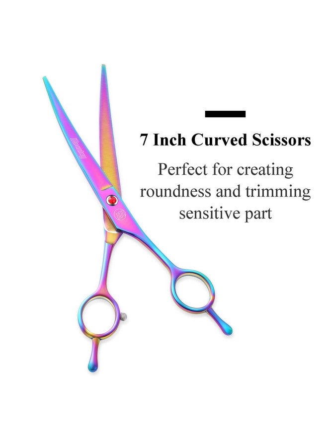 Moontay Professional Dog Grooming Scissors Set, 7 Inch/8 Inch Pet Grooming Scissors Chunkers Shears For Dog, Curved Dog Grooming Scissors, Thinning Shears For Dog With Grooming Comb - Image 4