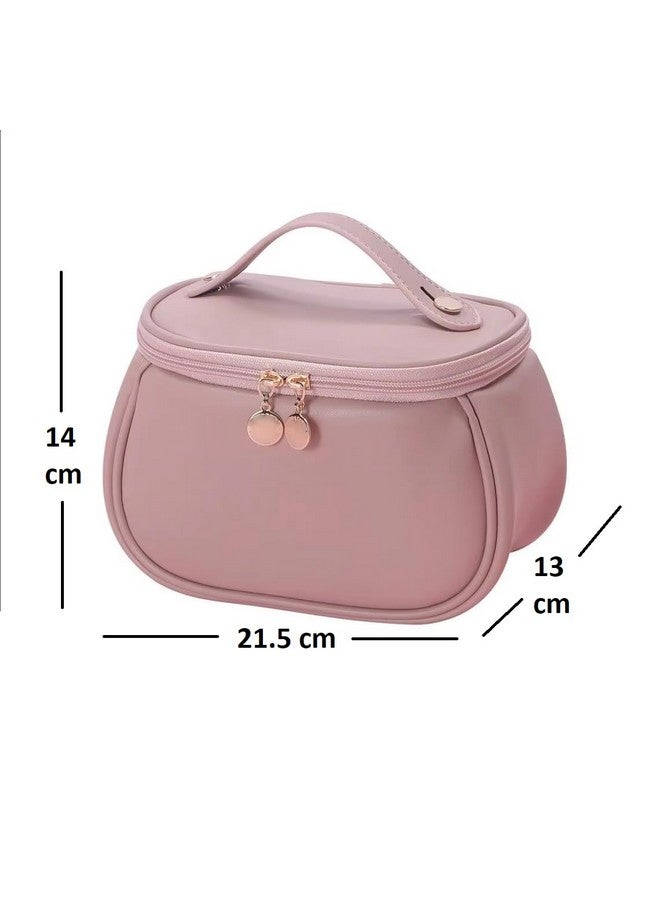 GALV Makeup Storage Bag, Portable Cosmetic Bag, Multifunctional Vanity Bag for Makeup, Cosmetic Brush Case with Handle(1 pcs)(21.5 x 14 x 13 cm)(Pink Color) - Image 2