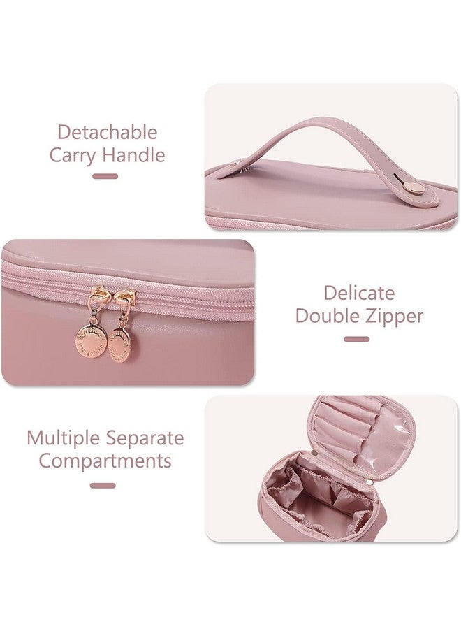 GALV Makeup Storage Bag, Portable Cosmetic Bag, Multifunctional Vanity Bag for Makeup, Cosmetic Brush Case with Handle(1 pcs)(21.5 x 14 x 13 cm)(Pink Color) - Image 5
