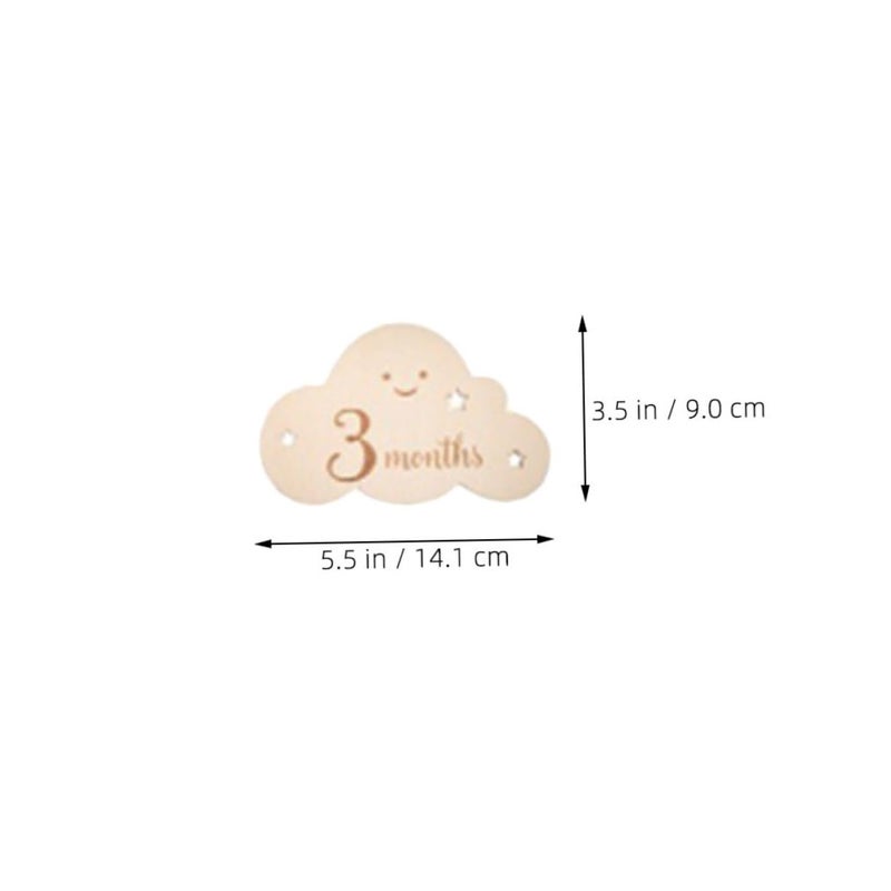 Double Sided Wooden Cloud Milestone Cards For Newborn Monthly Photo Tracking - Image 3