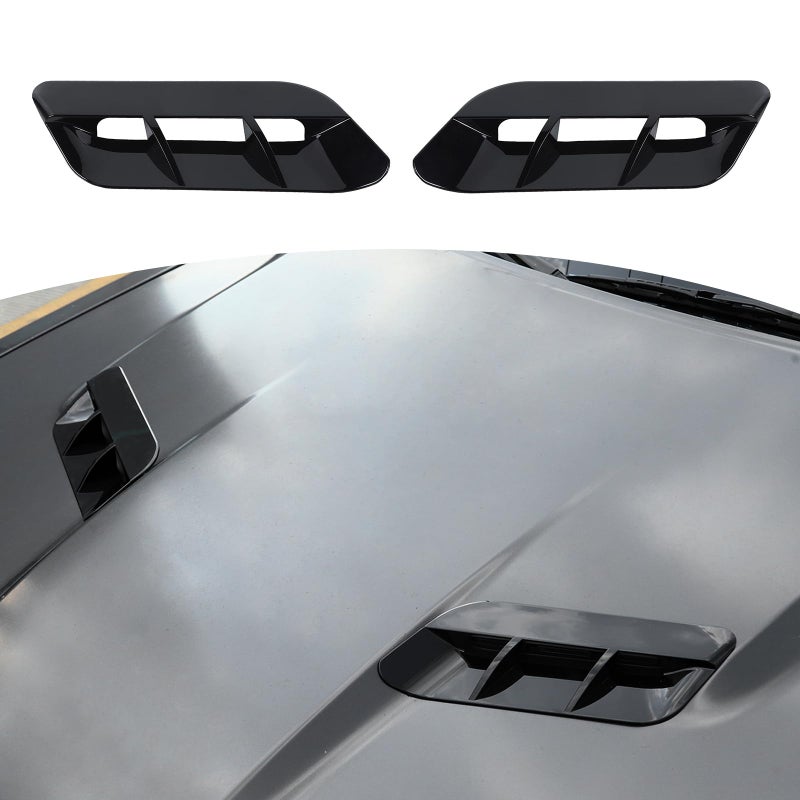 JOSHELA for Challenger Hood Vent Cover Trim Fit for Dodge Challenger 20152023 Black Exterior Accessories 2pcs
