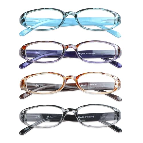 VisionGlobal 4 Pairs Reading Glasses with Spring Hinge, Blue Light Blocking Glasses for Women/Men (4 Color,+2.50 Magnification) - Image 1