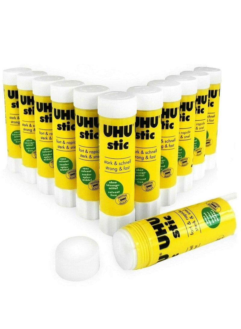 يو إتش يو UHU Glue Stick 8.2g عبوة من 12 قطعة بيضاء ، قابلة للغسل على الفور مثالية للمدرسة ، ببراغي على الغطاء - Image 4