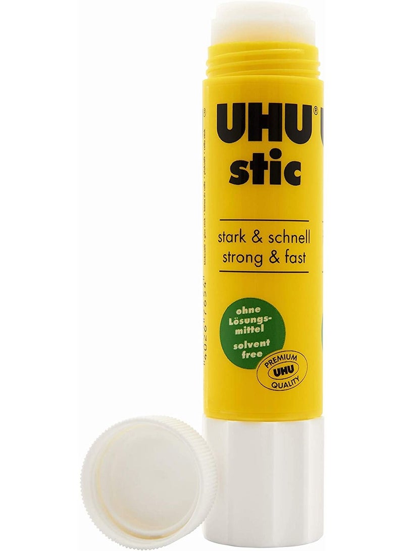 يو إتش يو UHU Glue Stick 8.2g عبوة من 12 قطعة بيضاء ، قابلة للغسل على الفور مثالية للمدرسة ، ببراغي على الغطاء - Image 3