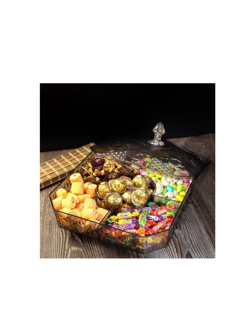 بونبونيره اكريلك كريستال مقسم  5 خانه من الداخل للشوكولاته واللب والمقرمشات - Image 1