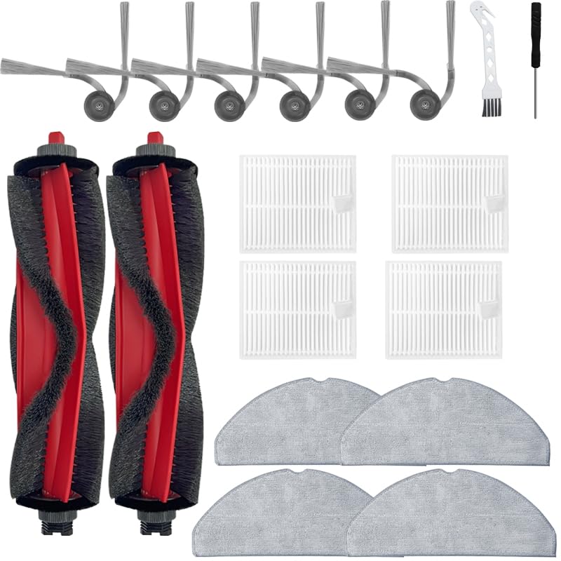 Rinakou 16 Pack Replacement Accessories Kit Compatible With Roborock Q7 M5 Q7 M52 Main Brush 6 Side Brush4 Hepa Filter4 Mop Pads - Image 1