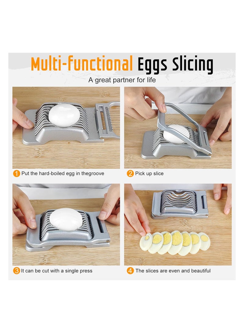 VIUAUAX قطاعة بيض، قطاعة بيض من الألومنيوم، قطاعة بيض، قطاعة بيض، قطاعة بيض، قطاعة فراولة، قطاعة بيض مسلوق وفراولة من الفولاذ المقاوم للصدأ - ألومنيوم متين، آمنة للغسل في غسالة الأطباق للفواكه الطرية - Image 2