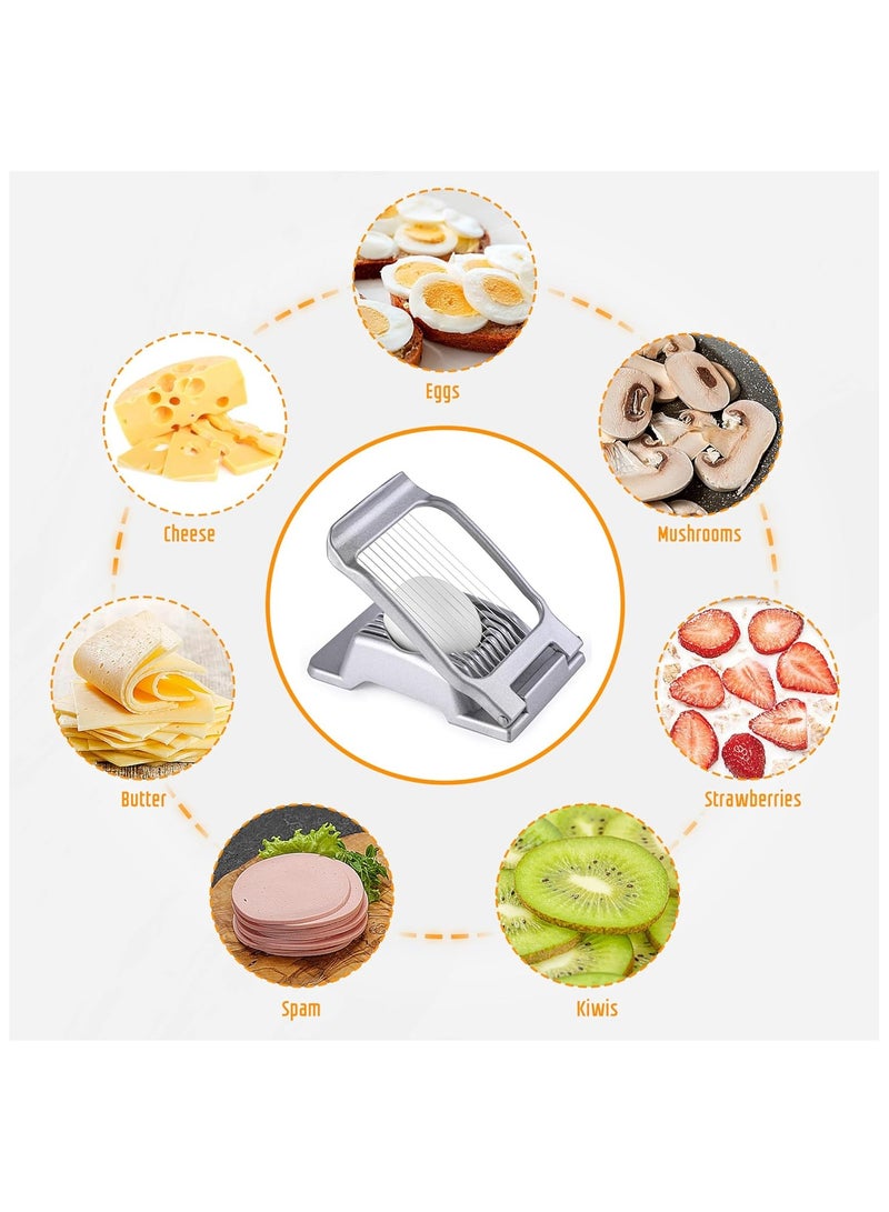 VIUAUAX قطاعة بيض، قطاعة بيض من الألومنيوم، قطاعة بيض، قطاعة بيض، قطاعة بيض، قطاعة فراولة، قطاعة بيض مسلوق وفراولة من الفولاذ المقاوم للصدأ - ألومنيوم متين، آمنة للغسل في غسالة الأطباق للفواكه الطرية - Image 3