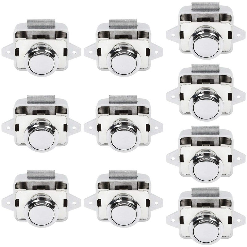 OCGIG 10 PCS Push Button Latch Cabinet Door Catch Keyless Cupboard Locks Zinc Alloy&ABS for RV Yachts Motorhome Camper Caravan - Image 1