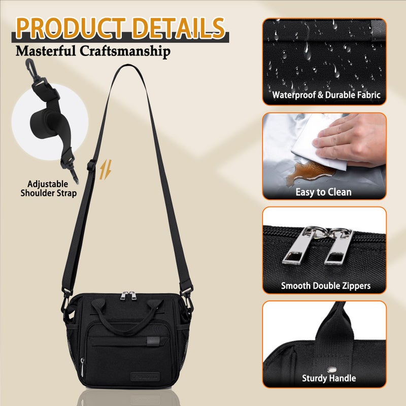 TuErCao Small Lunch Bag Lightweight Insulated Lunch Box for Women Work Portable Soft Cooler for Picnic Travel Road Trips, Loncheras para Mujer, Black - Image 3