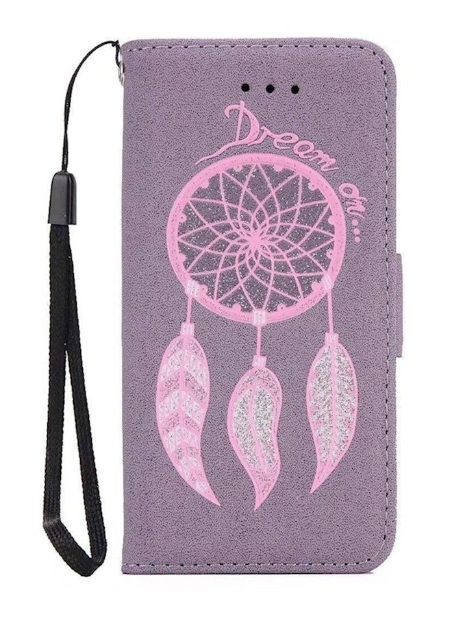 NIBEMINENT Wallet Case Cover Flip Design Printed Leather Card Holder Wristlet For iPhone 5s Purple/Pink  - Image 2