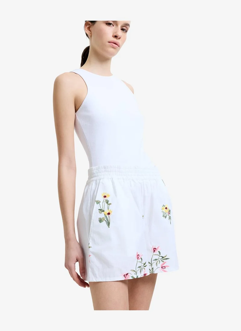 French Connection  Women's Cotton Floral Embroidered White Shorts for Women | Best Price UAE